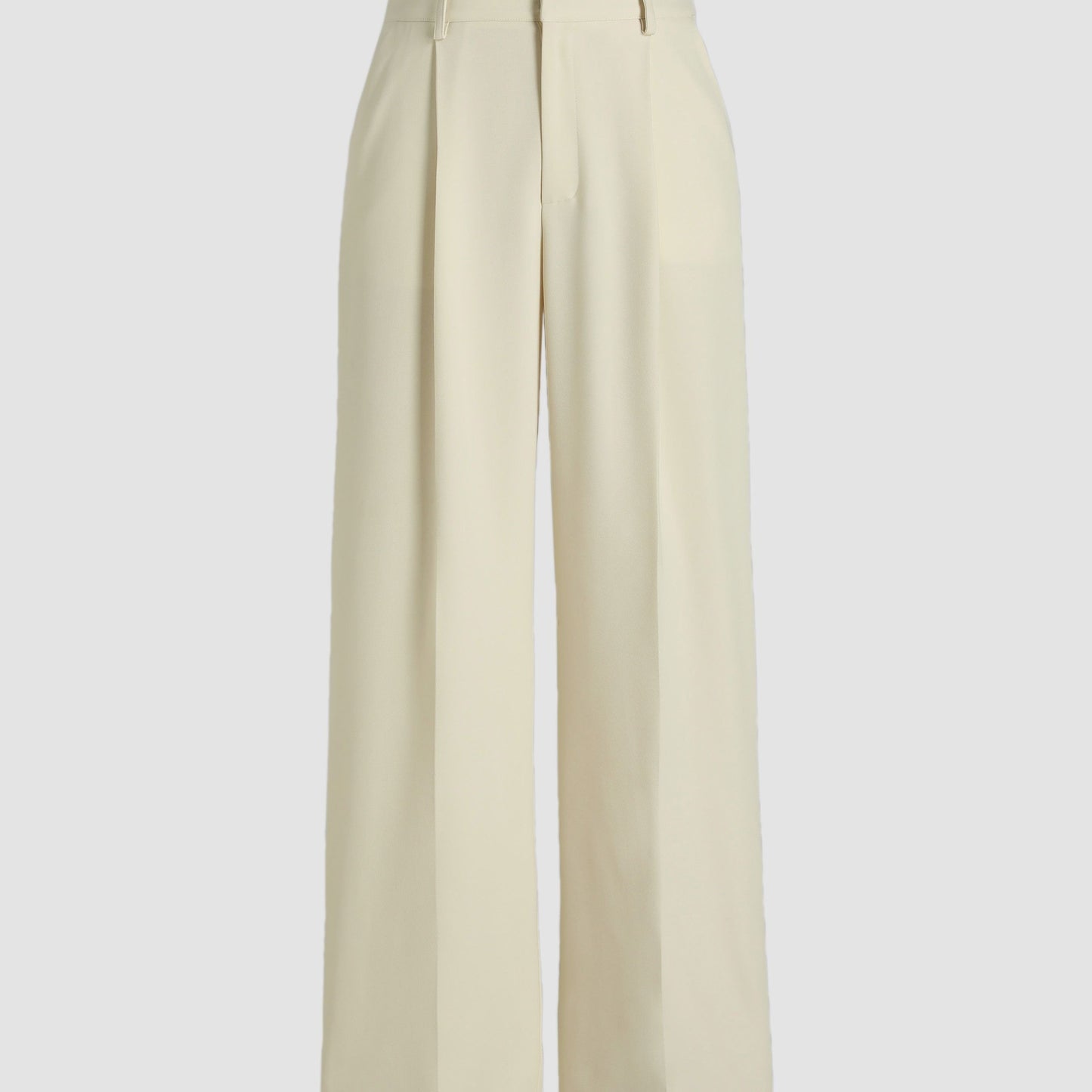 Solid Pleated Straight Leg Pants, Elegant Slant Pocket Draped Suit Pants, Women's Clothing