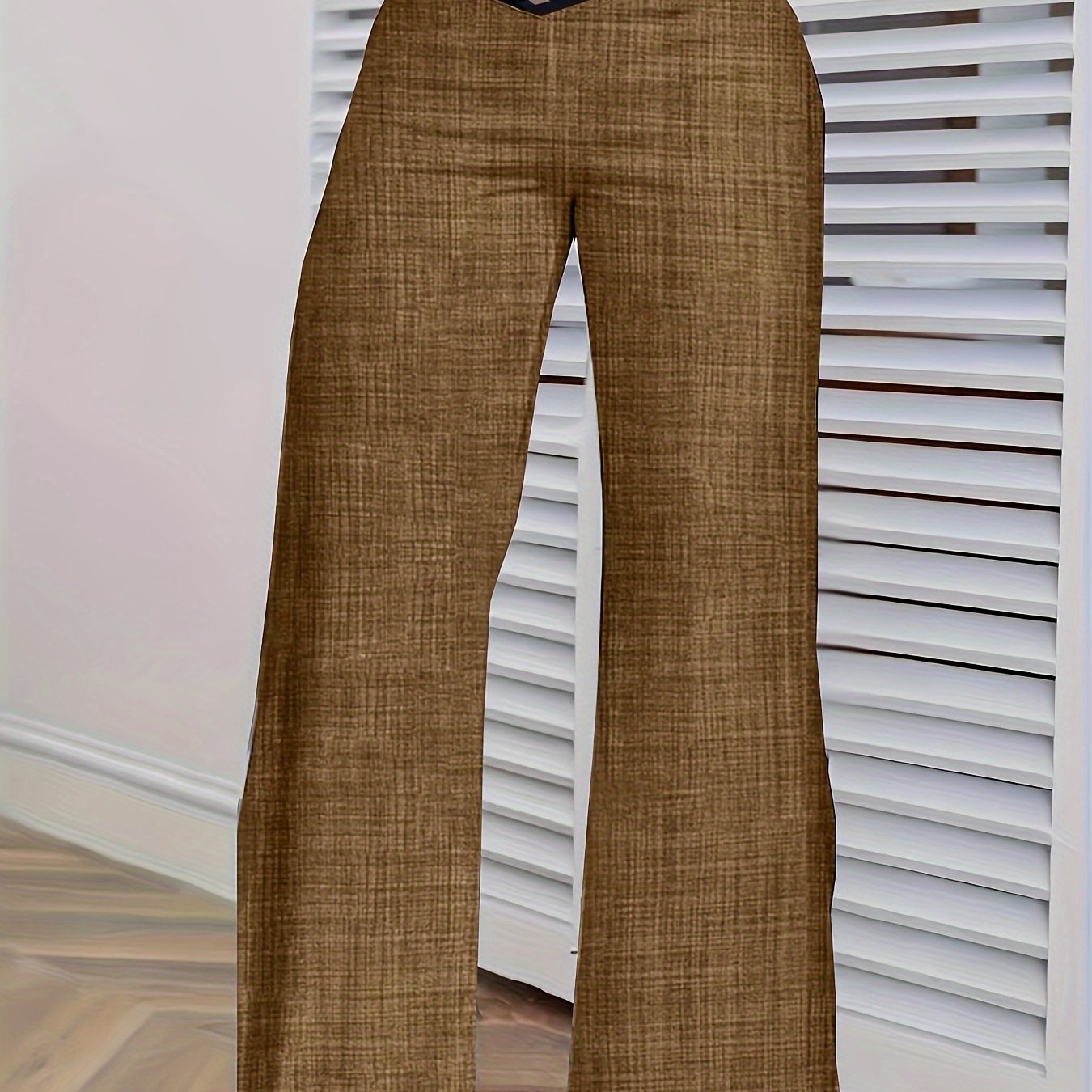 Cross Waist Wide Leg Pants, Casual Loose Mesh Stitching Pants, Women's Clothing