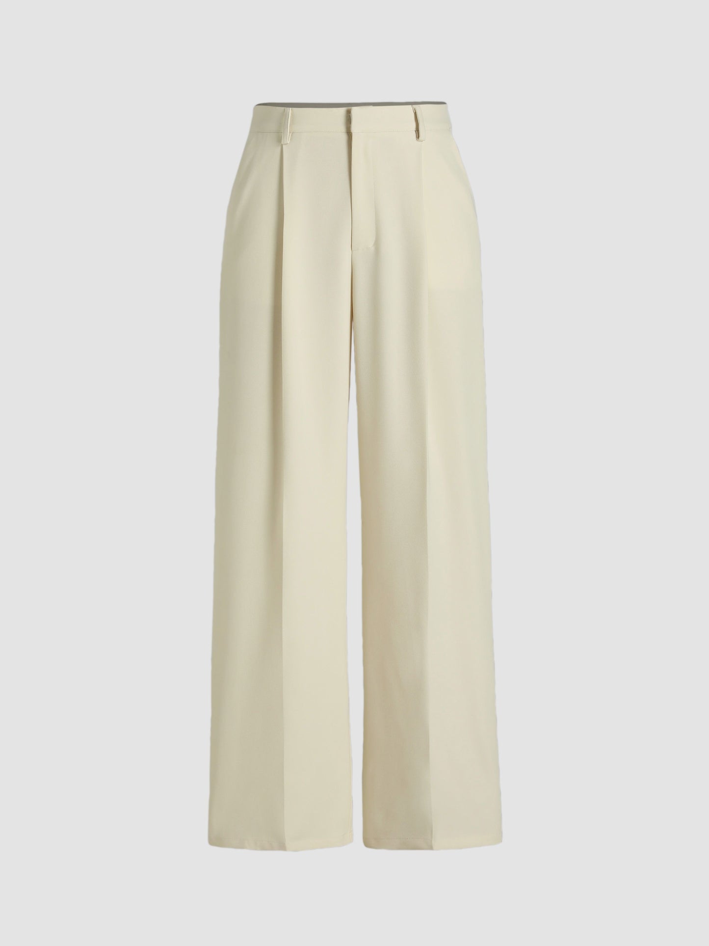 Solid Pleated Straight Leg Pants, Elegant Slant Pocket Draped Suit Pants, Women's Clothing