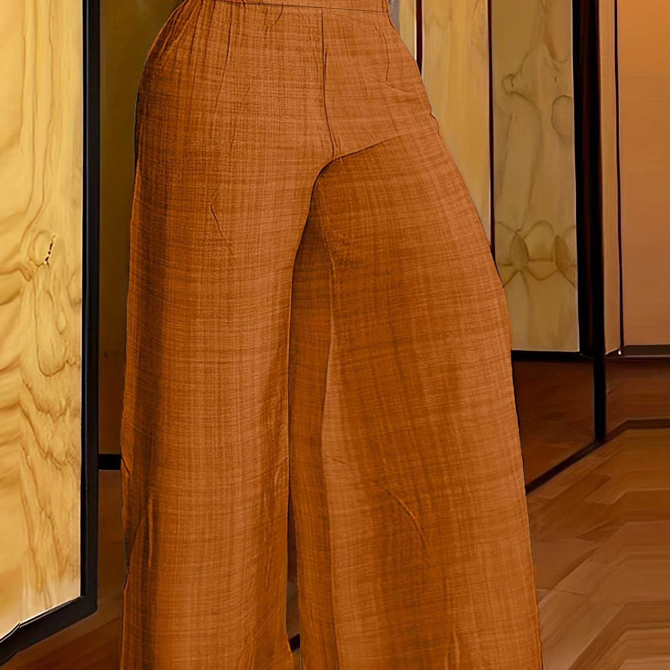 Solid Simple Palazzo Pants, Casual Wide Leg Elastic Waist Pants, Women's Clothing